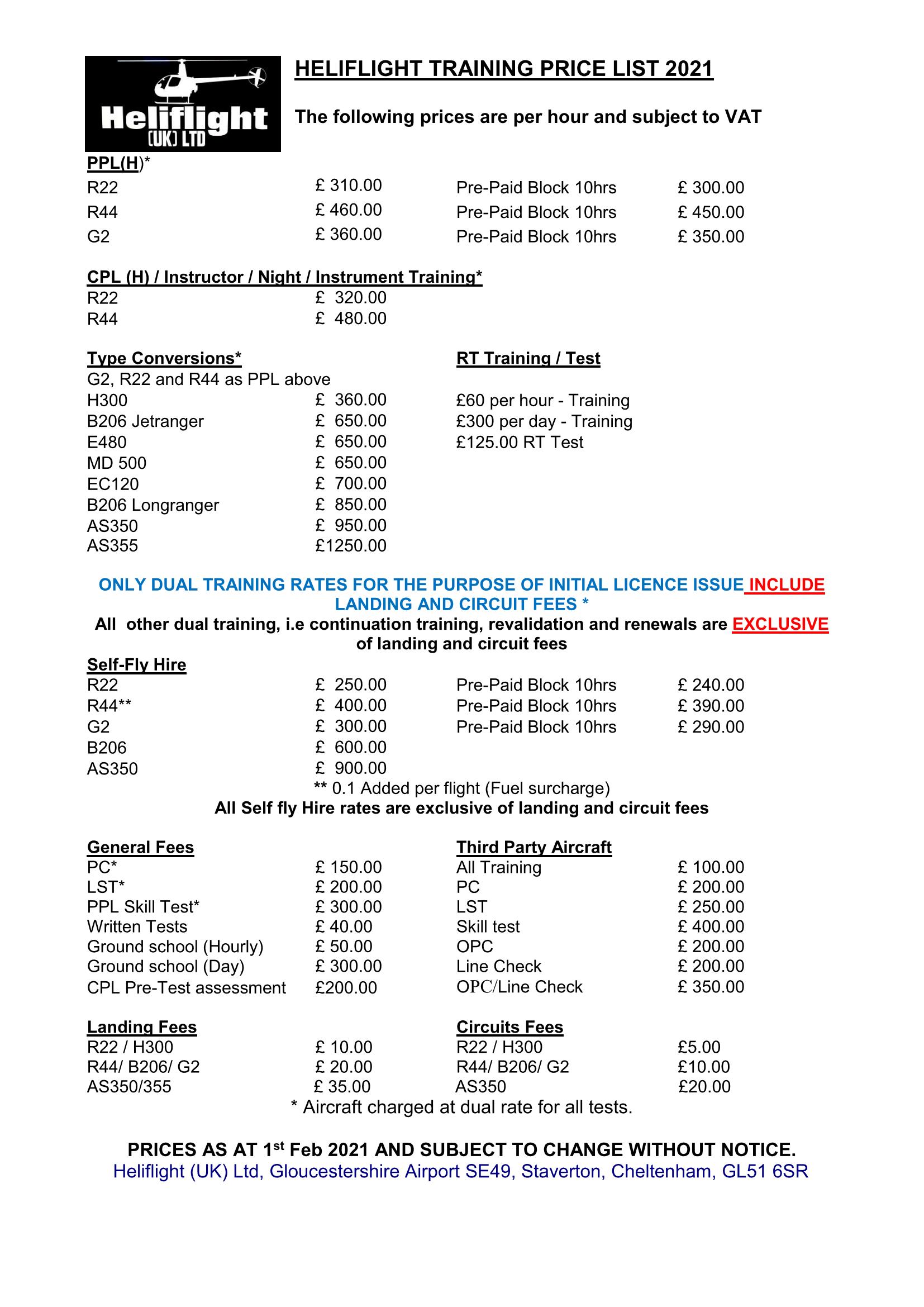 Personal Training Price List Template