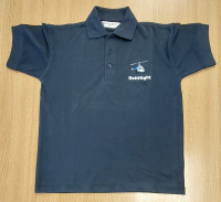 Polo Shirt - Navy- Heliflight logo short sleeve Size 9 to 10 Years